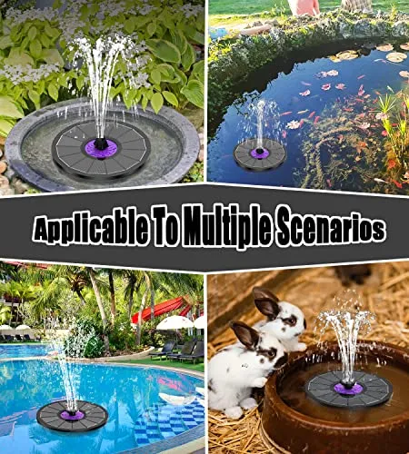 SZMP 3.5W Bird Bath Fountains with Flower 2023 Upgraded Glass Panel, Solar Powered Water Fountain Pump with 7 Nozzle & 4 Fixer for Garden, Pond, Pool (Black)