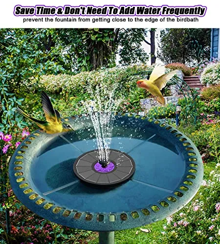 SZMP 3.5W Bird Bath Fountains with Flower 2023 Upgraded Glass Panel, Solar Powered Water Fountain Pump with 7 Nozzle & 4 Fixer for Garden, Pond, Pool (Black)