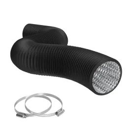 TerraBloom 8" Air Duct - 8 FT Long, Black Flexible Ducting with 2 Clamps