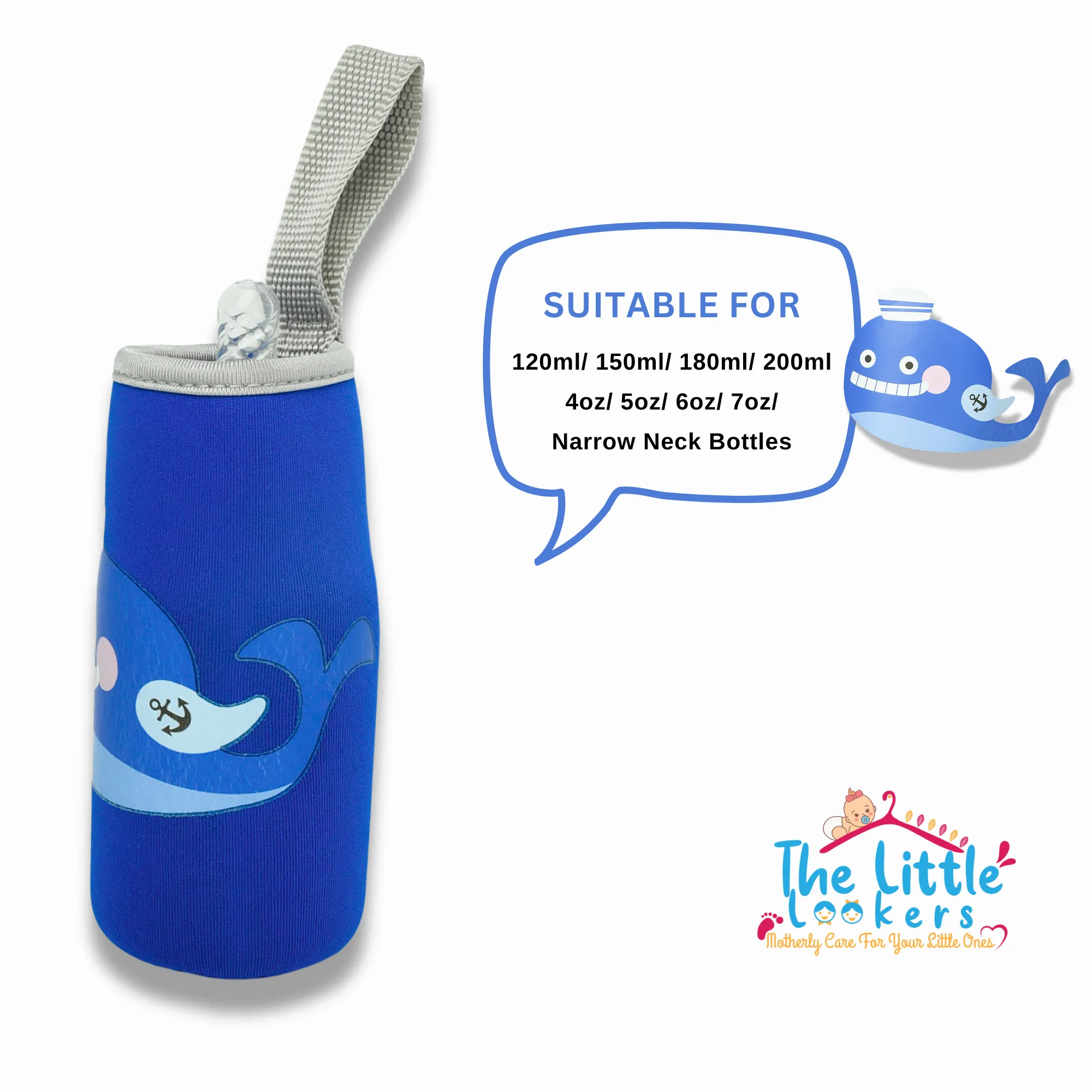 THE LITTLE LOOKERS Cute Animated Patterned Soft Stretchable Baby Feeding Bottle Cover with Easy to Hold Strap for 120ml, 150ml, 240ml