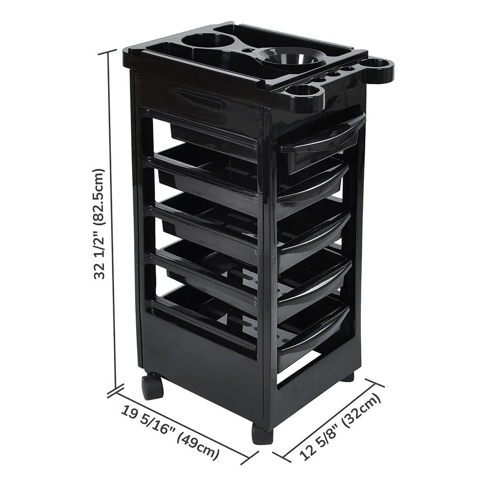 TheLAShop 5-Drawer Color Tray for Hair Salon Trolley Cart on Wheels