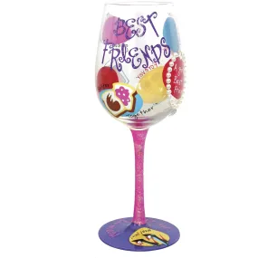 TOP SHELF WINE GLASS BEST FRIENDS