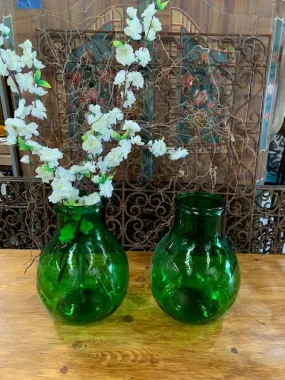 Vintage European Green Bigmouth  Demijohn Bottle #5754  Byron