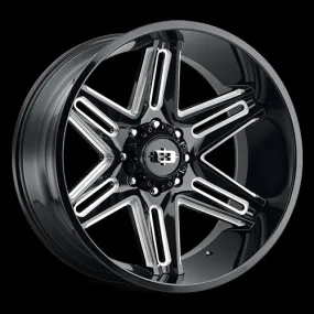 Vision Off-Road 363 Razor 22X12 5X139.7 -51mm Gloss Black Milled Spoke