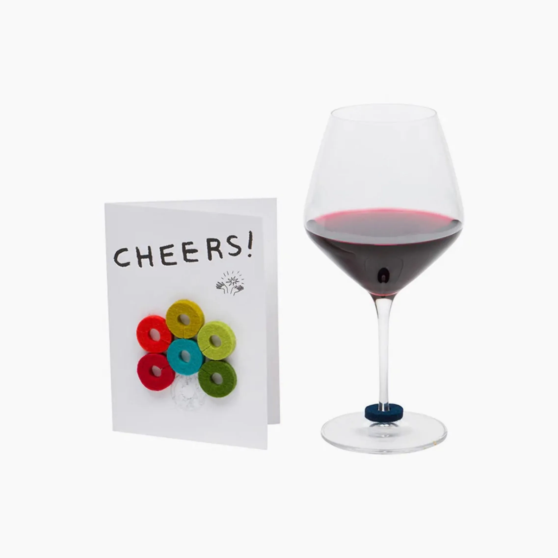 Wine-Ote's Merino Wool Felt Wine Marker Note Card (Cheers)