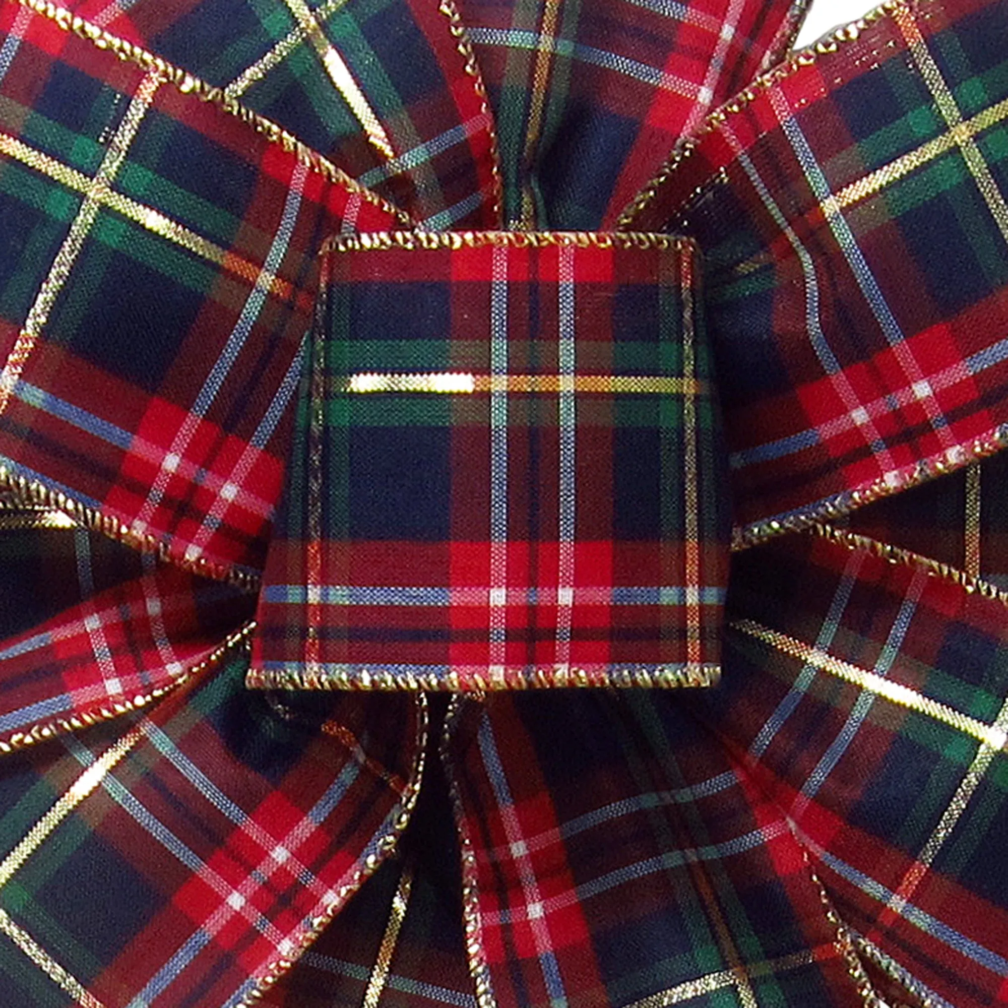 Wired Crimson & Navy Blue Plaid Holiday Ribbon (#40-2.5"Wx10Yards)